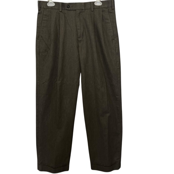 Axist Men's Charcoal Grey Flannel Double Pleat Cuffed Trousers | 34 X 30 - Picture 1 of 11